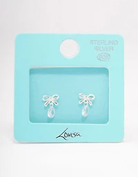 Sterling Silver Bow & Pear Drop Earrings