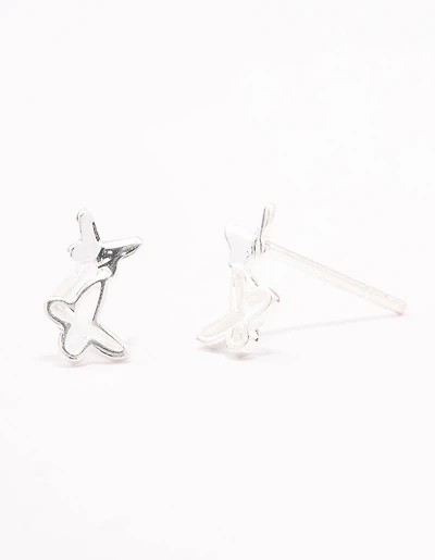 Sterling Silver Double Open Butterfly Stud Earrings