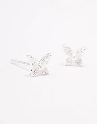 Sterling Silver Cubic Zirconia Butterfly Stud Earrings