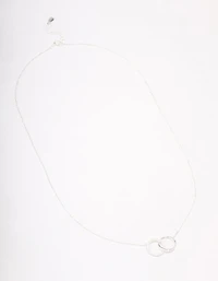 Sterling Silver Pave Link Hoop Pendant Necklace