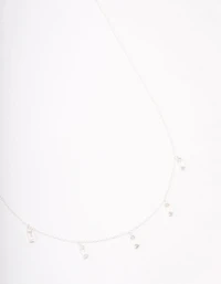 Sterling Silver Baguette Drop Pendant Necklace