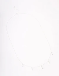 Sterling Silver Baguette Drop Pendant Necklace