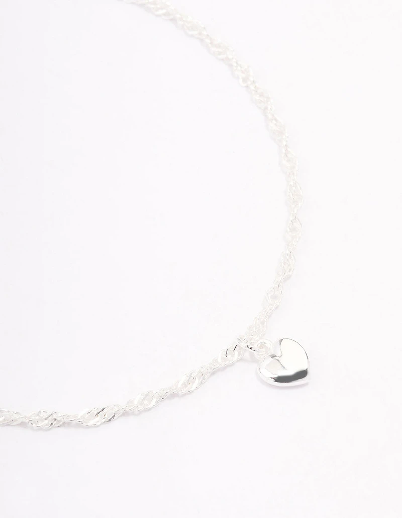 Sterling Silver Simple Heart Bracelet