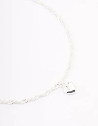 Sterling Silver Simple Heart Bracelet
