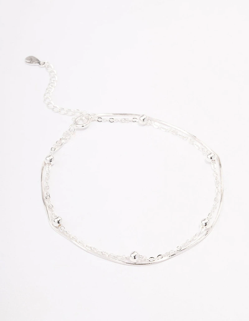 Sterling Silver Snake Chain Ball Bracelet
