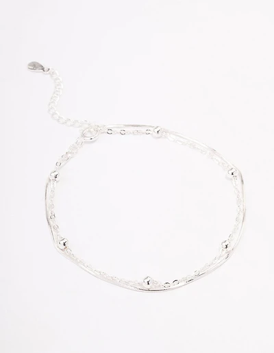 Sterling Silver Snake Chain Ball Bracelet