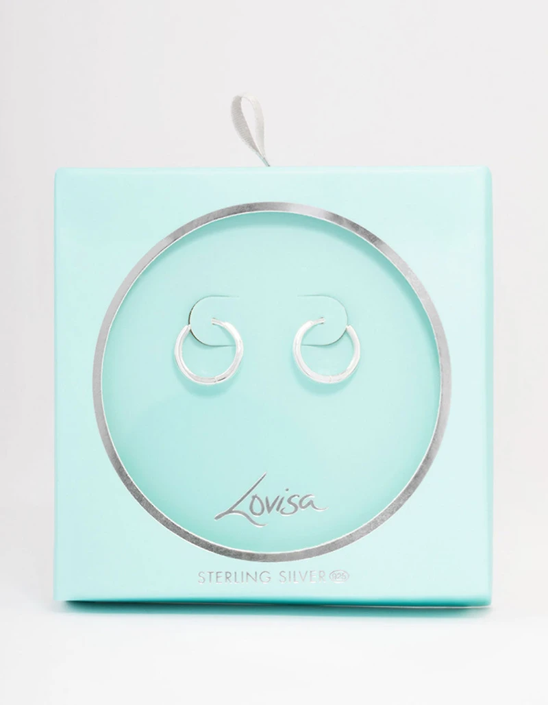 Sterling Silver Huggie Earrings 14mm