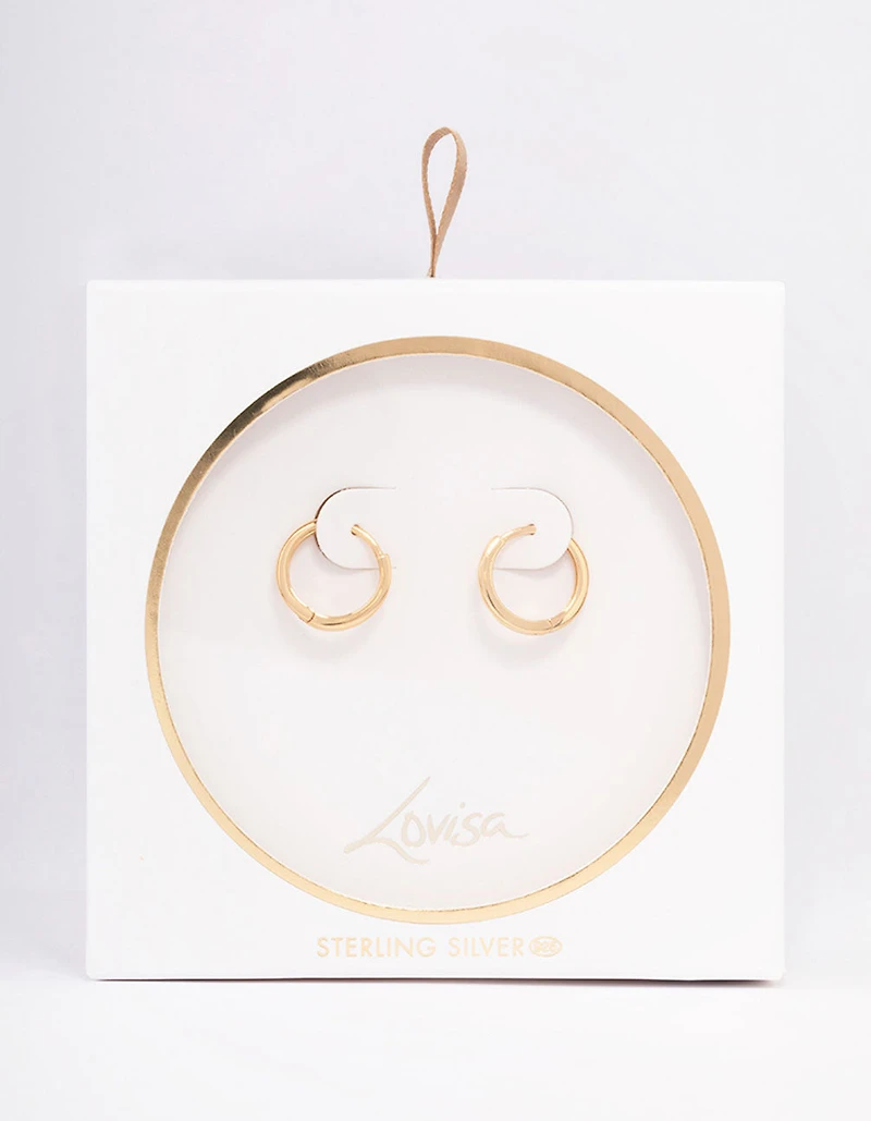 Gold Plated Sterling Silver Huggie Earrings 14mm