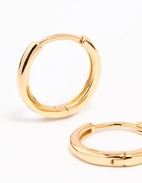Gold Plated Sterling Silver Huggie Earrings 14mm