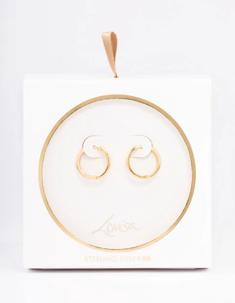 Gold Plated Sterling Silver Huggie Earrings 16mm