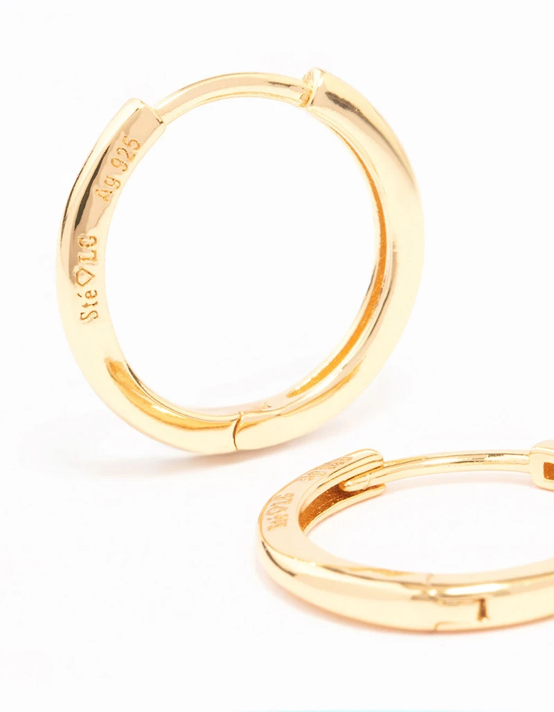 Gold Plated Sterling Silver Huggie Earrings 16mm