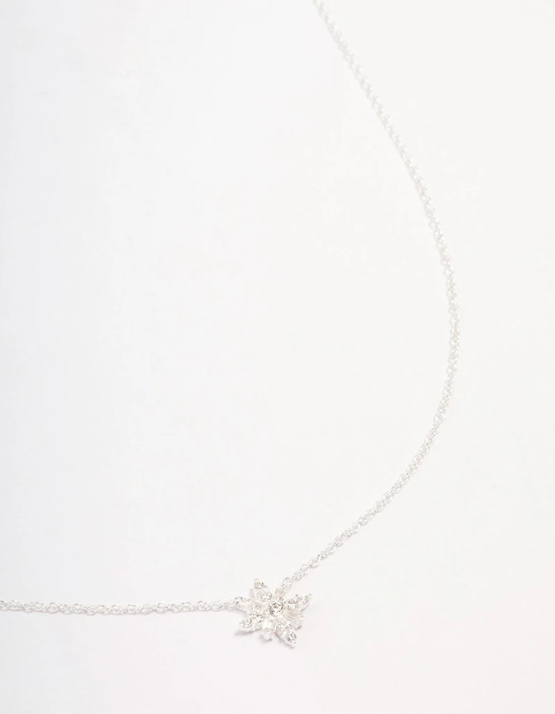 Sterling Silver Cubic Zirconia Starburst Pendant Necklace