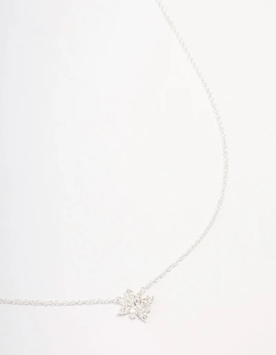 Sterling Silver Cubic Zirconia Starburst Pendant Necklace