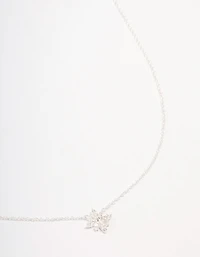 Sterling Silver Cubic Zirconia Starburst Pendant Necklace