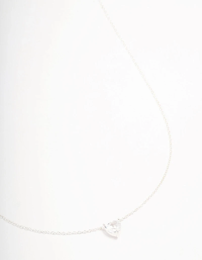 Sterling Silver Cubic Zirconia Heart Pendant Necklace