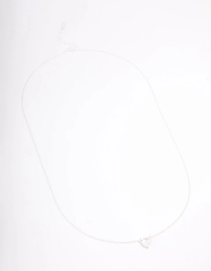Sterling Silver Cubic Zirconia Heart Pendant Necklace