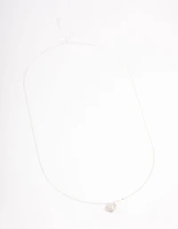 Sterling Silver Pave Heart Pendant Necklace