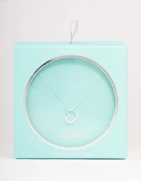 Sterling Silver Open Cubic Zirconia Heart Pendant Necklace