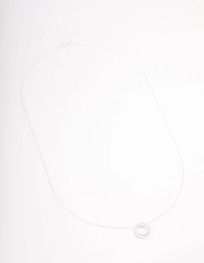 Sterling Silver Pave Circle Pendant Necklace