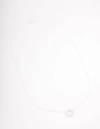Sterling Silver Pave Circle Pendant Necklace