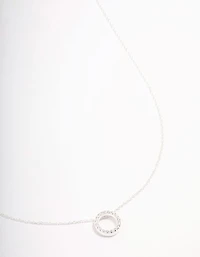 Sterling Silver Pave Circle Pendant Necklace