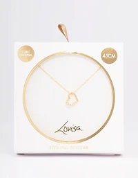 Gold Plated Sterling Silver Open Cubic Zirconia Heart Pendant Necklace