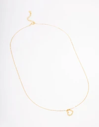 Gold Plated Sterling Silver Open Cubic Zirconia Heart Pendant Necklace