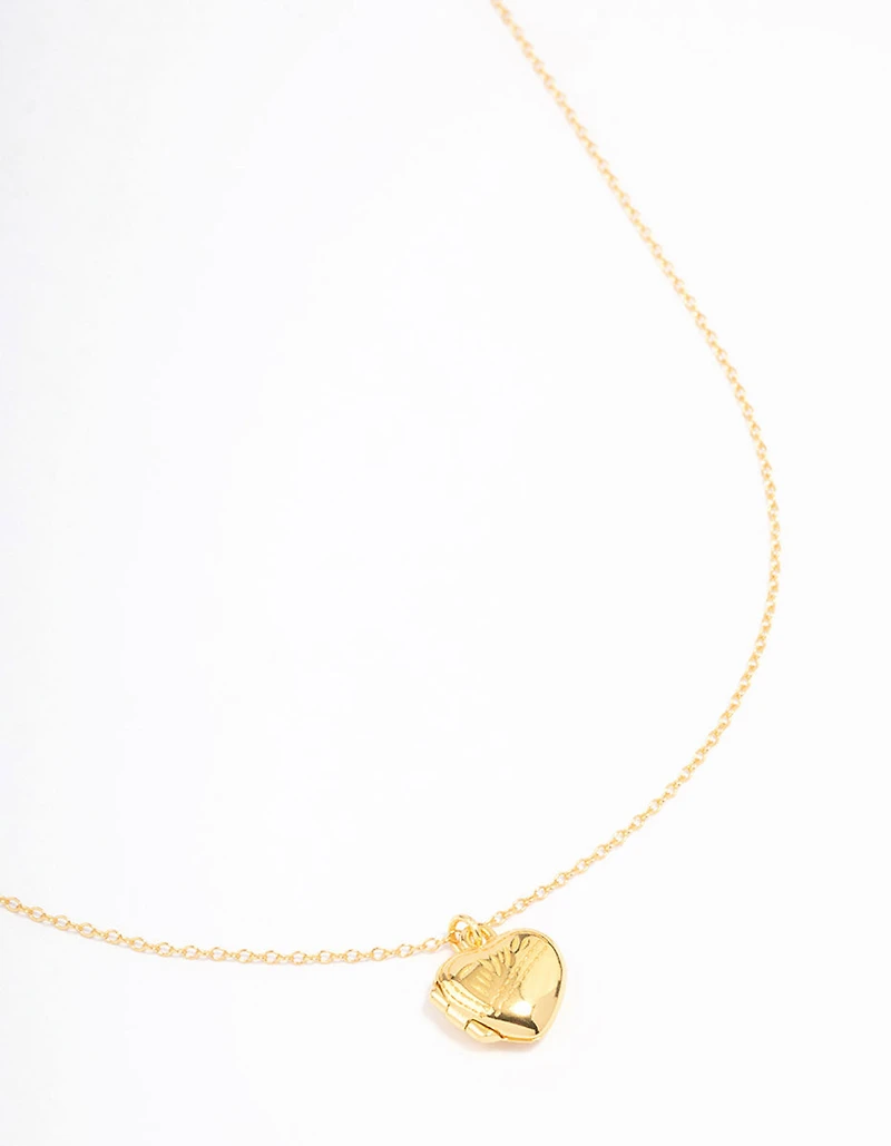 Gold Plated Sterling Silver Heart Locket Pendant Necklace