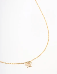 Gold Plated Sterling Silver Open Star Pendant Necklace