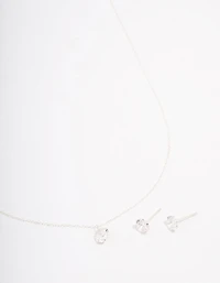 Sterling Silver Cubic Zirconia Solitaire Jewellery Set