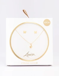 Gold Plated Sterling Silver Butterfly Jewellery Set