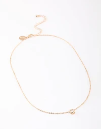 Gold Round Bezel Cubic Zirconia Pendant Necklace