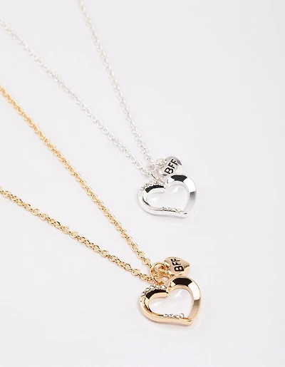 Gold & Silver Open Heart Bestie Necklace Pack