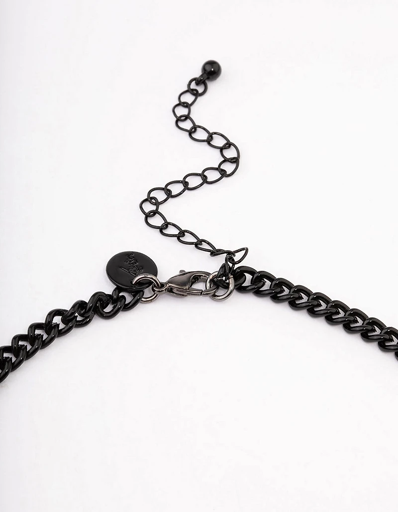 Black Paper Diamante Earrings & Necklace Jewellery Set