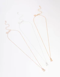 Mixed Metal Mini Teddy Necklace 3-Pack