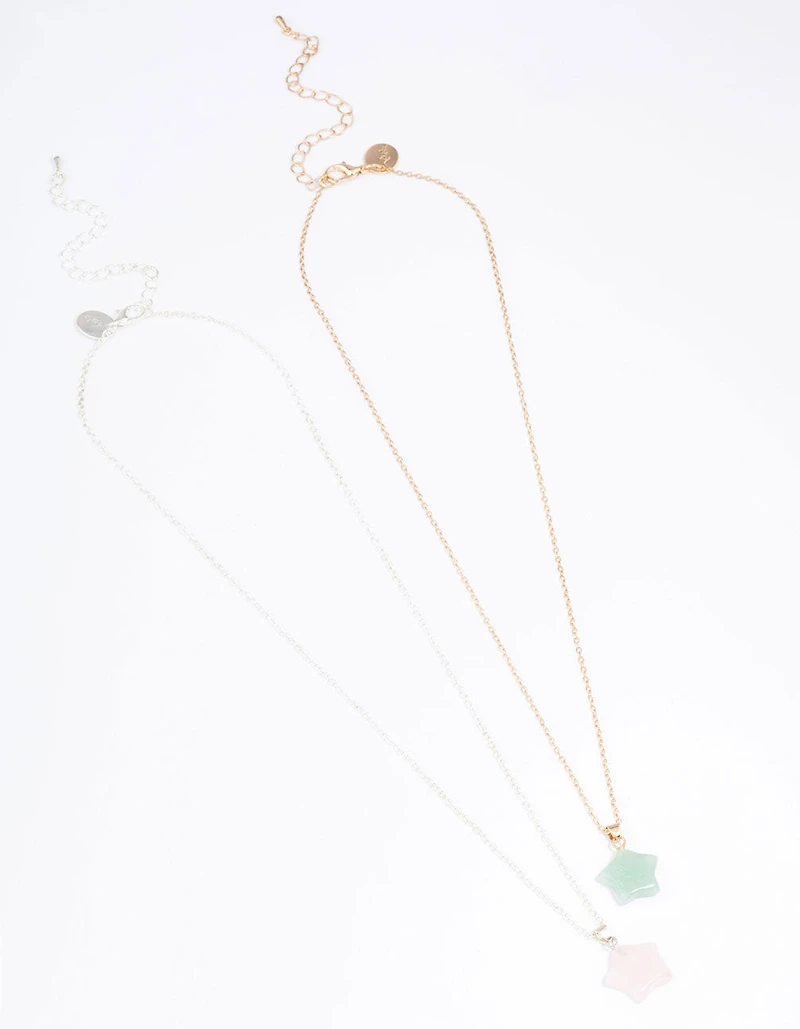 Mixed Metal Semi-Precious Star Necklace Pack