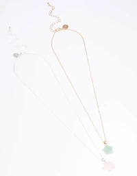 Mixed Metal Semi-Precious Star Necklace Pack