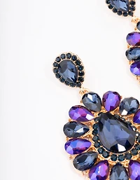 Gold Multi Stone Statement Drop Earrings