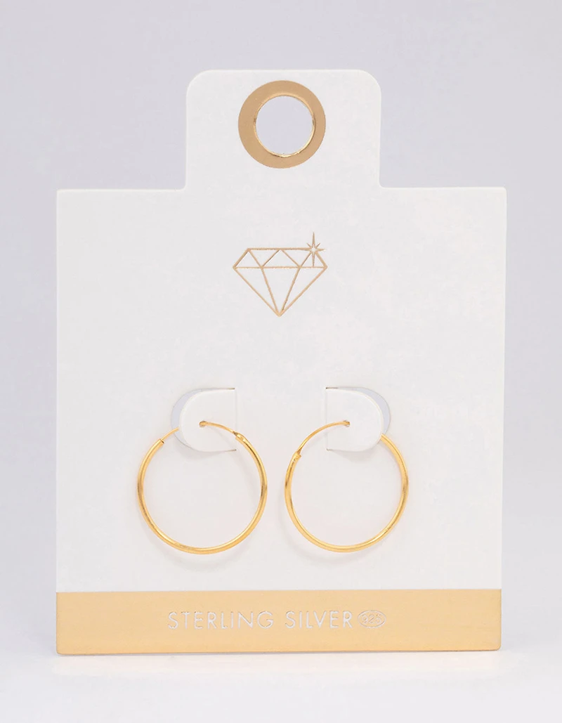 Gold Plated Sterling Silver Hoop Earrings 20mm