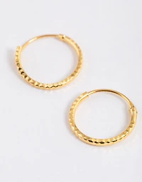 Gold Plated Sterling Silver Diagonal Hoop Earrings 12mm