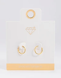 Gold Plated Sterling Silver Diagonal Hoop Earrings 12mm