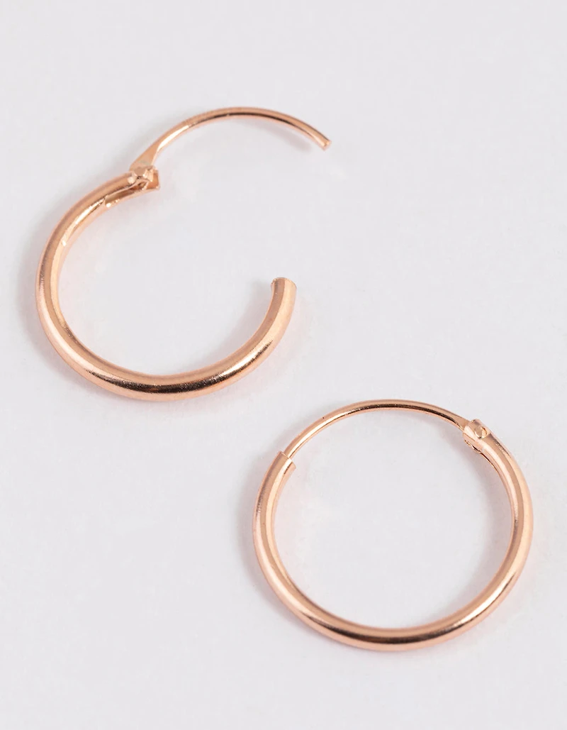 Boucles d’oreilles à cerceau en argent sterling plaqué or rose 12 mm