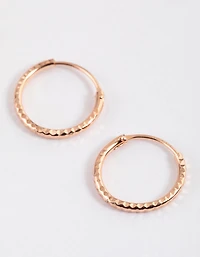 Rose Gold Plated Sterling Silver Diagonal Hoop Earrings 12mm