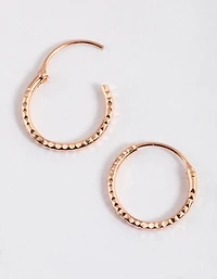 Rose Gold Plated Sterling Silver Diagonal Hoop Earrings 12mm