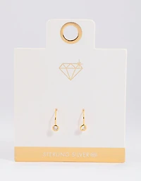 Gold Plated Sterling Silver Encased Cubic Zirconia Drop Earrings