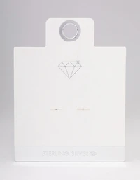 Sterling Silver Plain Bar Stud Earrings