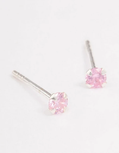 Sterling Silver Pink Pastel Stud Earrings