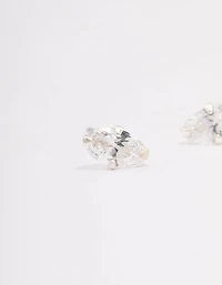 Sterling Silver Oval Cubic Zirconia Stud Earrings