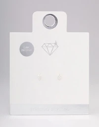 Sterling Silver Oval Cubic Zirconia Stud Earrings