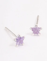 Sterling Silver Cubic Zirconia Star Stud Earrings